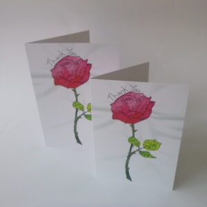 Pink/Red Rose Thank You - Greetings Card